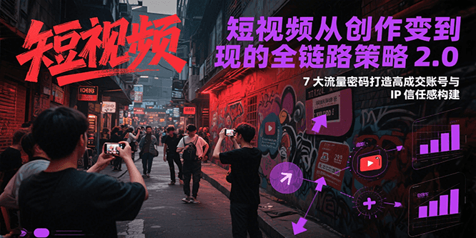 短视频从创作到变现的全链路策略2.0，7大流量密码构建IP信任感打造高成交账号-dsgsdgs