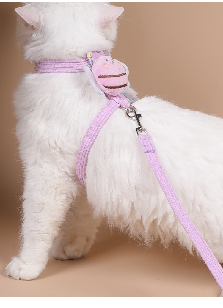 宠物用品猫咪胸背牵引绳透气小型犬狗狗绳子遛猫狗绳卡通小蜜蜂
