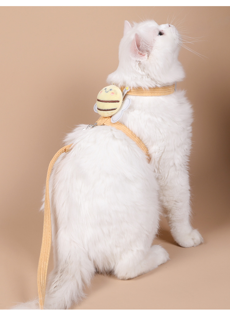 宠物用品猫咪胸背牵引绳透气小型犬狗狗绳子遛猫狗绳卡通小蜜蜂